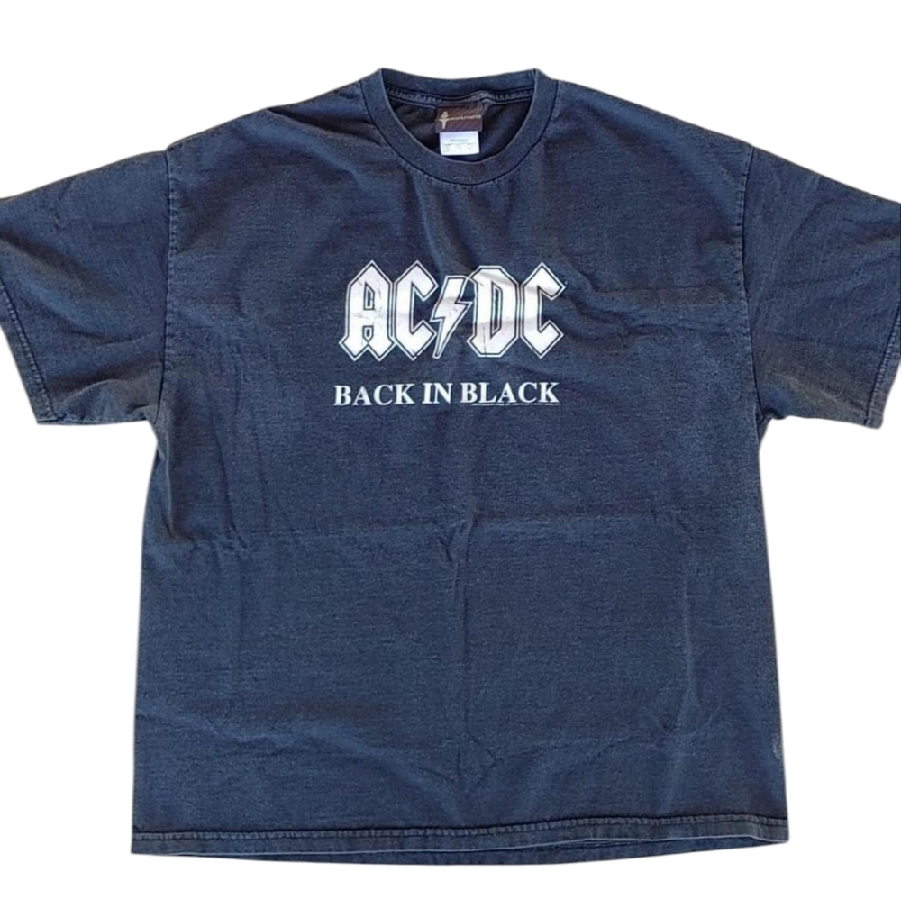 Vintage 2004 AC/DC Back in Black Aces & Eights T-Shirt XL Black Rock Band Tee